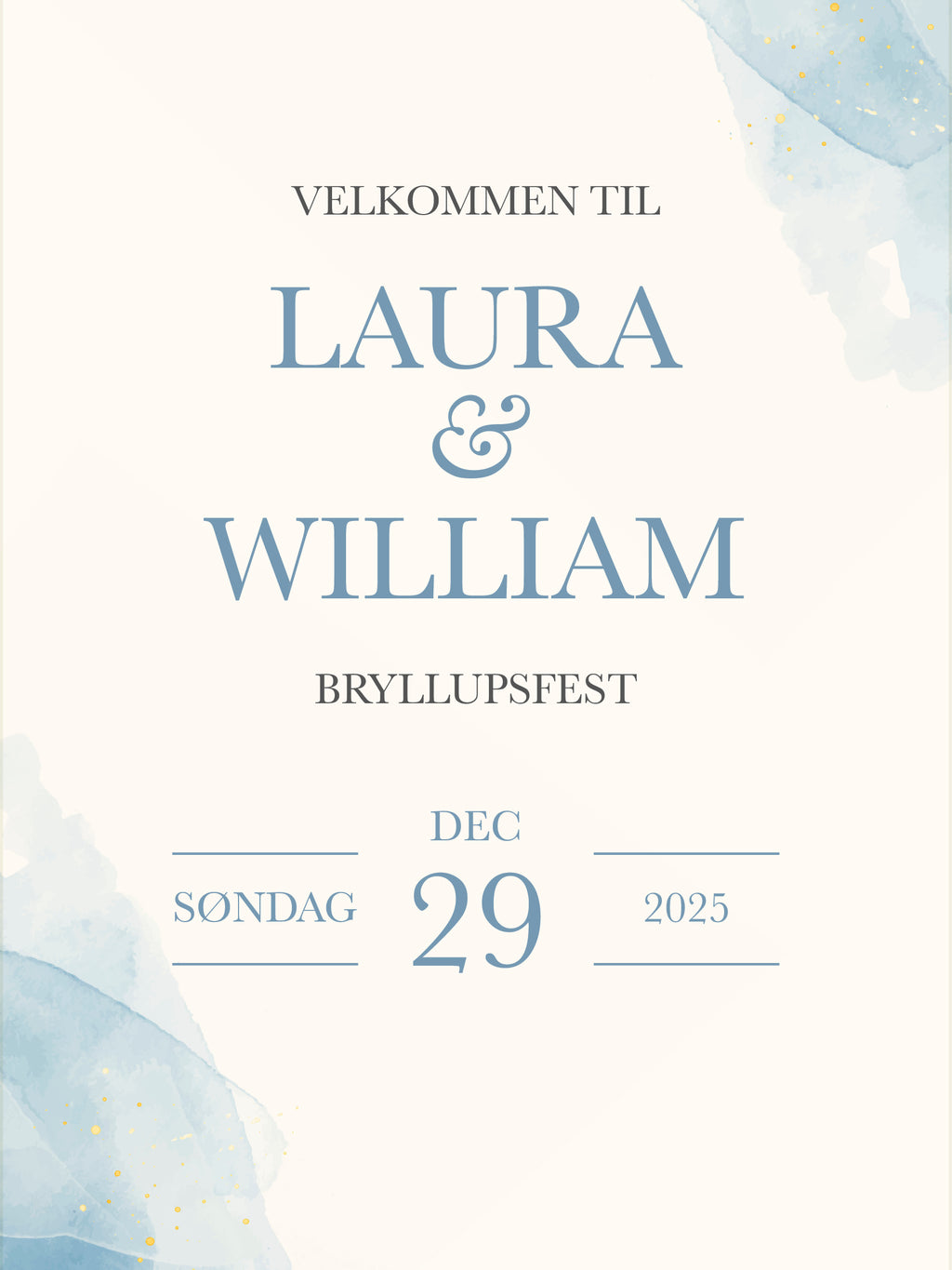 Aquarel - Bryllups Velkomstskilt