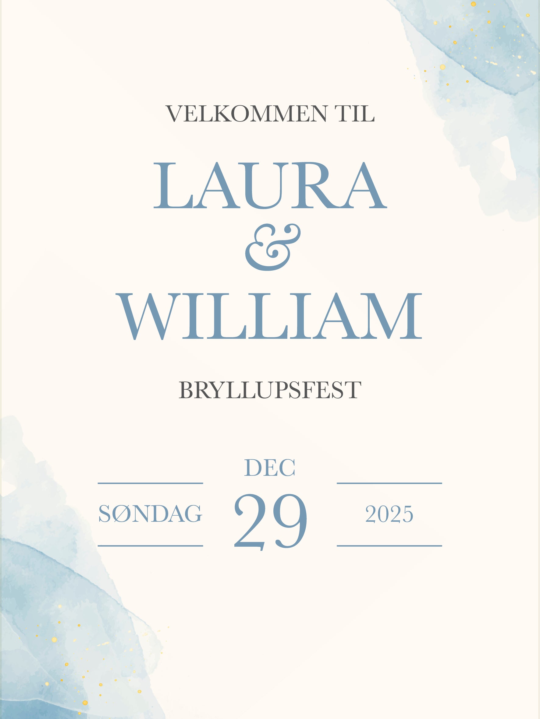 Aquarel - Bryllups Velkomstskilt