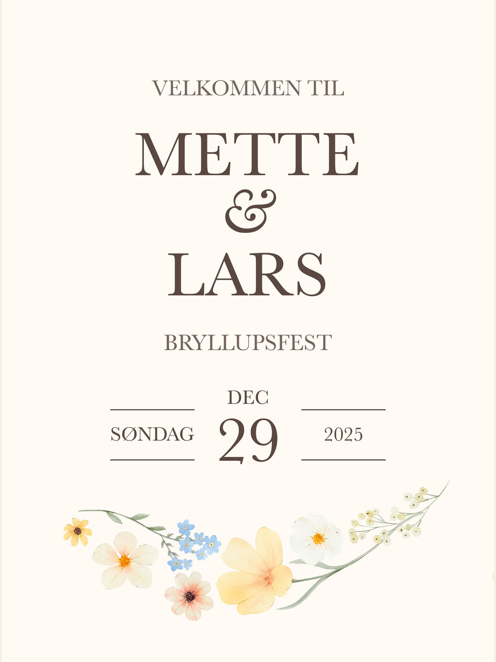 Wildflower - Bryllups Velkomstskilt