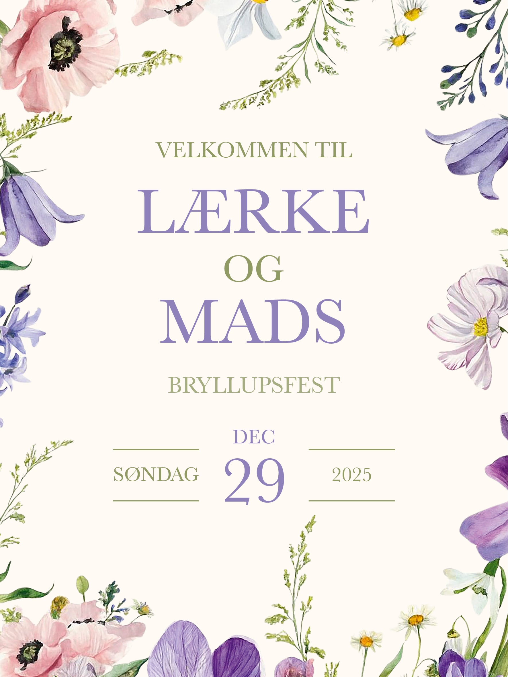 Floral - Bryllups Velkomstskilt