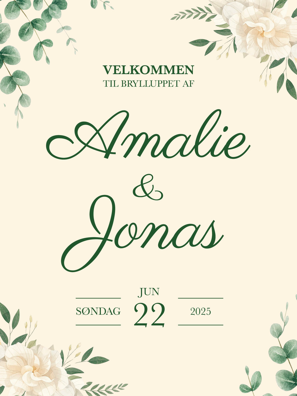 "Save the date" - Bryllups Velkomstskilt